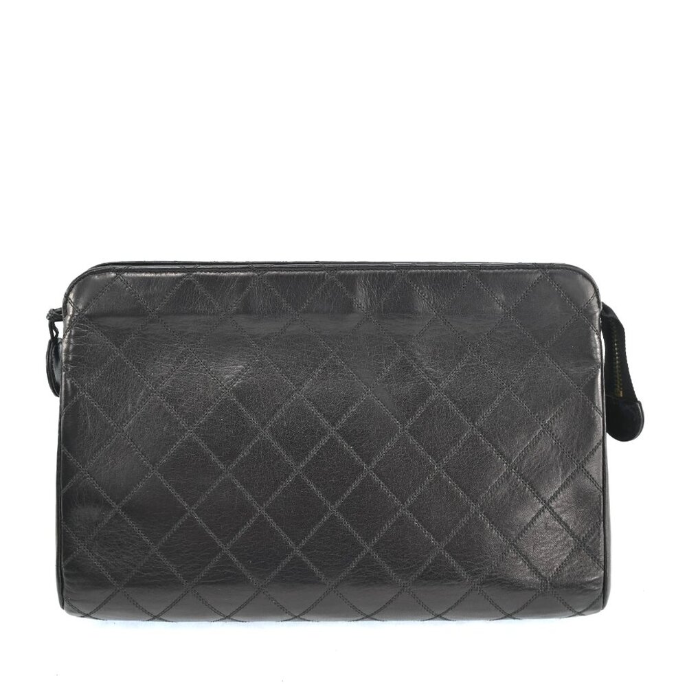 AUTHENTIC CHANEL Matelasse Black Leather Pouch Bag bsj797-121225 - Picture 3 of 16